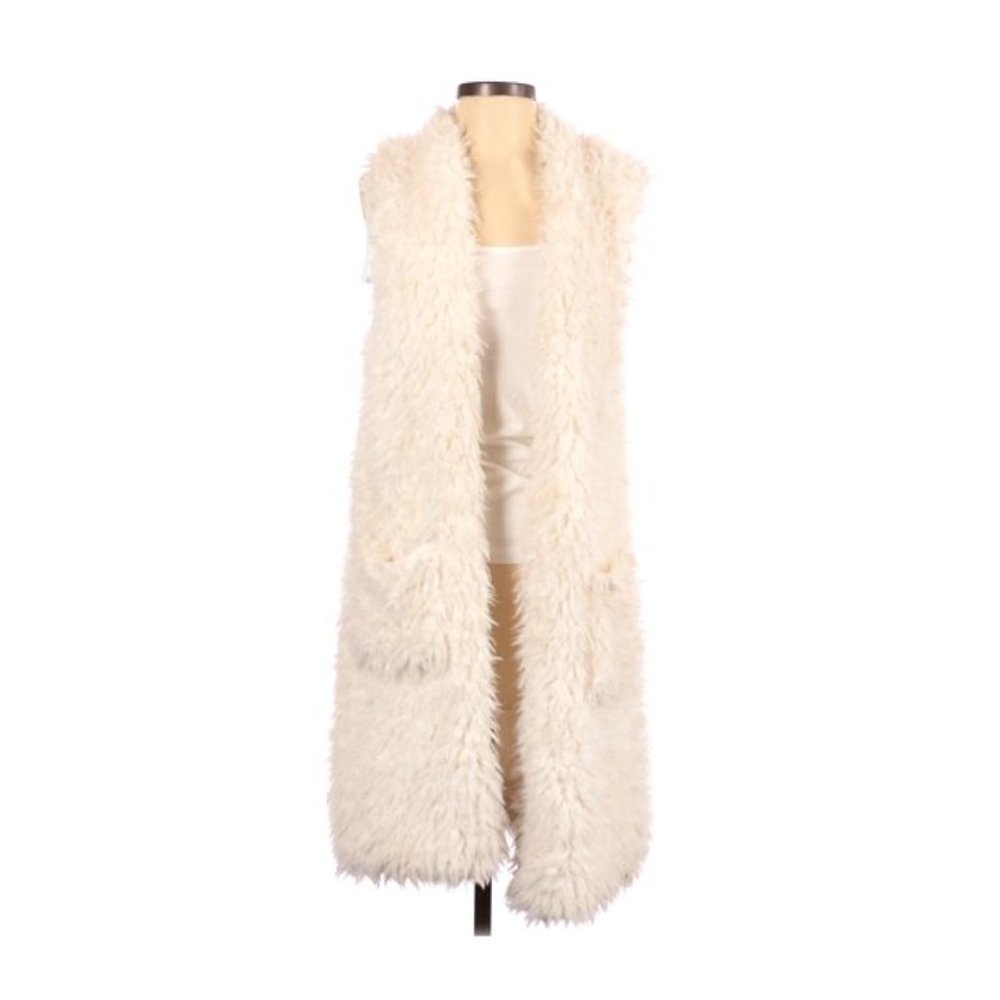 Fuzzy White Open front vest